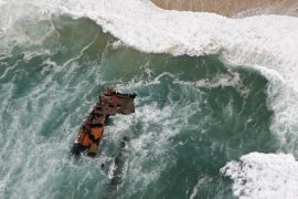 Gallery - aerial looks of sygna stockton sunken ship by hunter aerial photography services